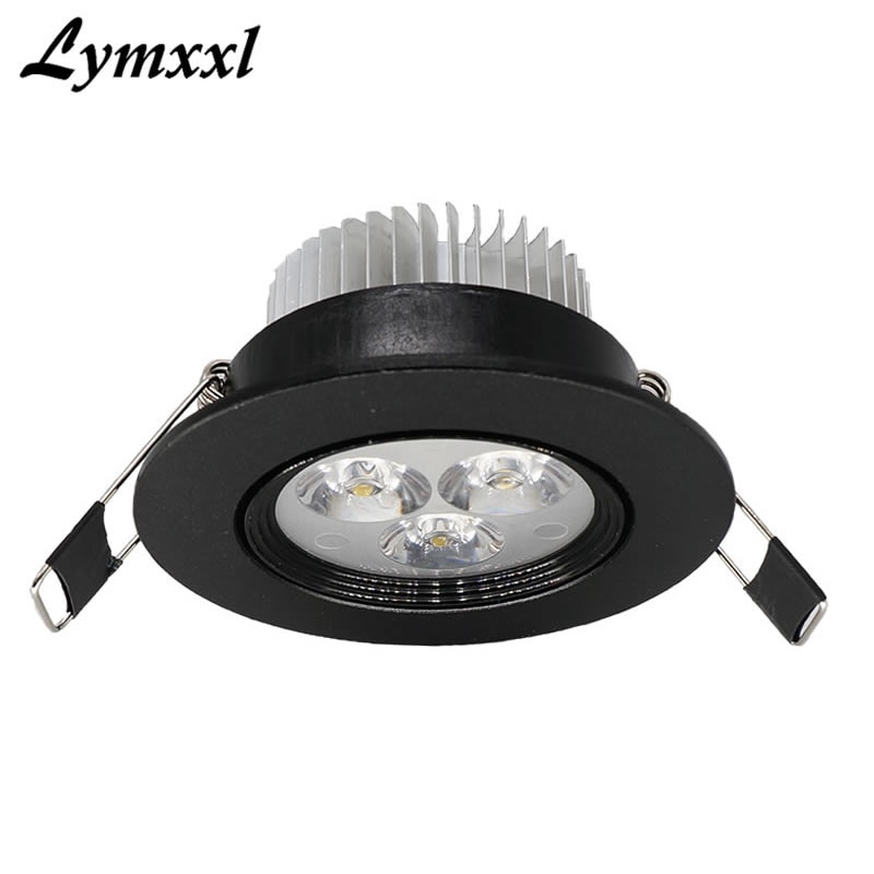 Rund dimbar led-downlight i taket 3w høyeffekts led-chip svart skall  ac85-265v or 12v led-innfelte spotlys lampe ce ul