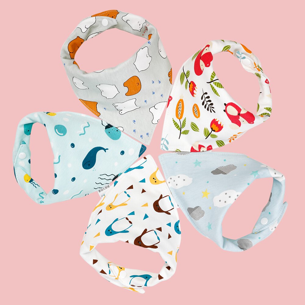 Civarua Kids 5 Stks/partij Baby Bandana Kwijlen Slabbetjes 100% Biologisch Katoen Slabbetjes Voor Jongens & Meisjes, super Zachte Absorberende Feeding Slabbetjes