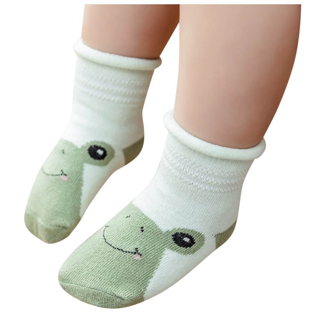 Kids Baby Baby Jongens Meisjes Sokken Ademend Cartoon Dieren Print Anti-Slip Sokken Pasgeboren Peuter Leuke Meias Infantil: green