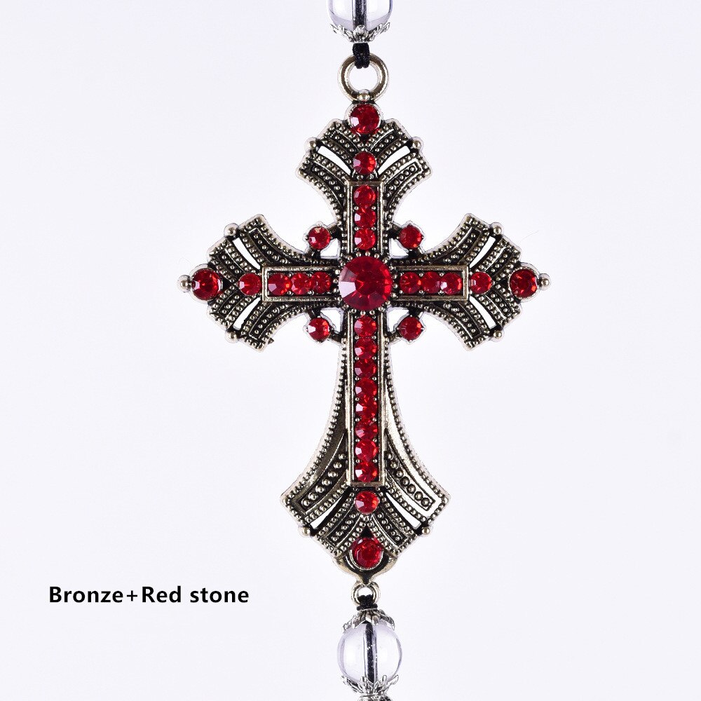 Metalen en kristallen diamanten kruis jezus christelijke auto achteruitkijkspiegel auto hanger hangende auto styling accessoires auto decoratie