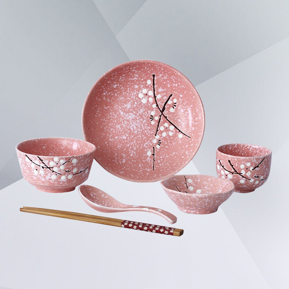 6pcs Japanese Style Ceramic Tableware Set Household Cutlery Ceramic Dinnerware Set )