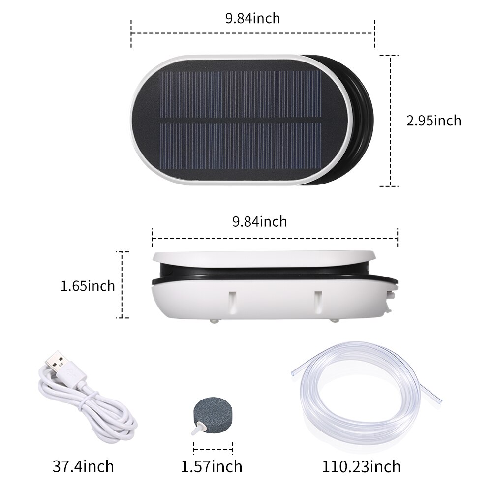 Solenergi syrepump akvarium akvarium luft sten syre luftare ökar luft bubbel damm pump hydroponisk syretillförsel
