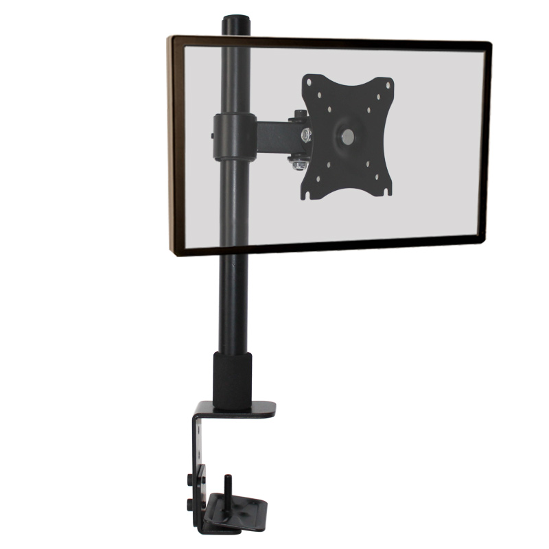 HILLPORT 10-27&quot; Steel Single Arm Lcd Tv Table Mount Tilt 360 Rotate Monitor Desktop Stand Vesa 75 100 Full Motion Bracket White