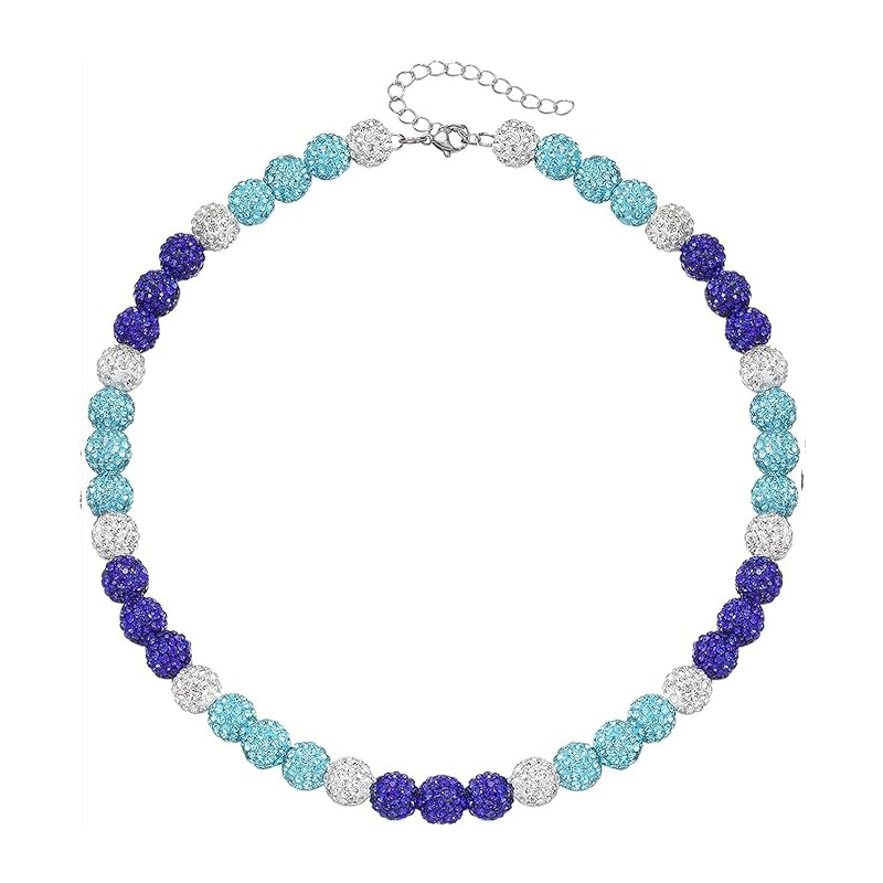 Collier de baseball pour hommes, collier de baseball scintillant, boule de strass, collier de perles, joueurs de baseball, bijoux inspirés des amoureux: 35cm / PLAQUÉ ARGENT