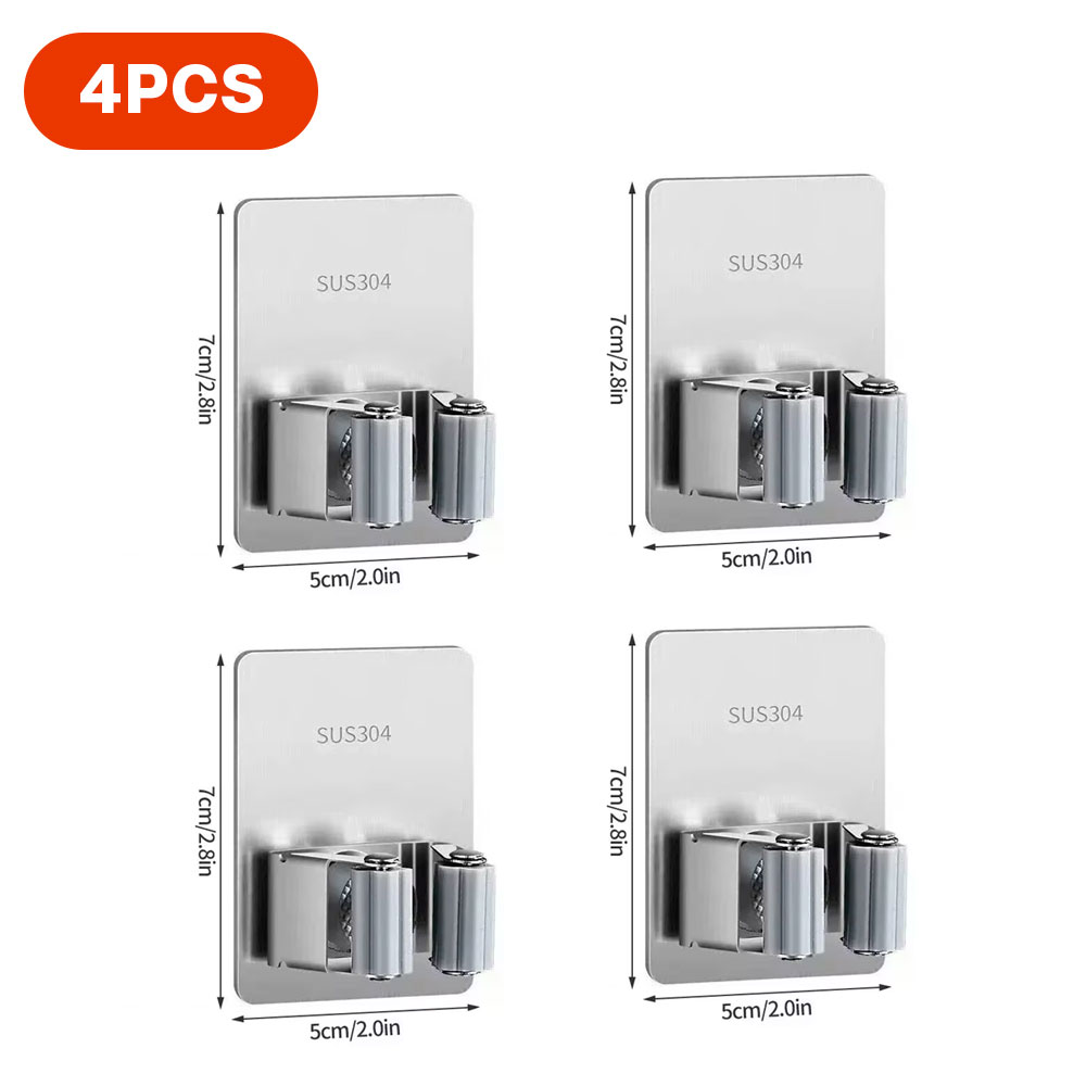 Ganchos multiusos adhesivos para colgar en la pared, estante para fregona, gancho para colgar escoba, organización del baño y la cocina, accesorios organizadores para el hogar ﻿: Amarillo claro