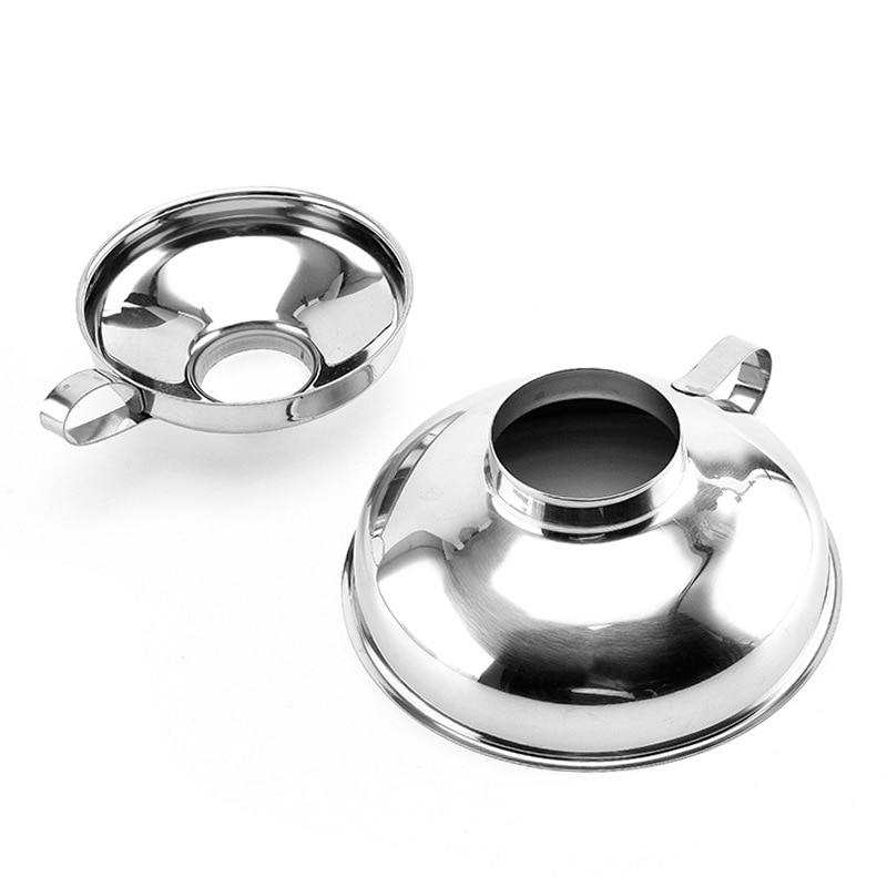 Embudo de boquilla ancha de acero inoxidable 430, 1 Uds., gran diámetro, grueso, embudo de acero inoxidable de con gancho, utensilios de cocina