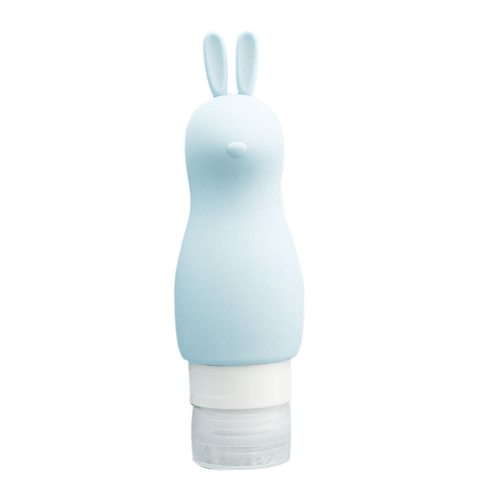 Botella vacía portátil de champú, Gel de ducha cosmético con forma de conejo y oso de dibujos animados, 90ml: Blue Rabbit