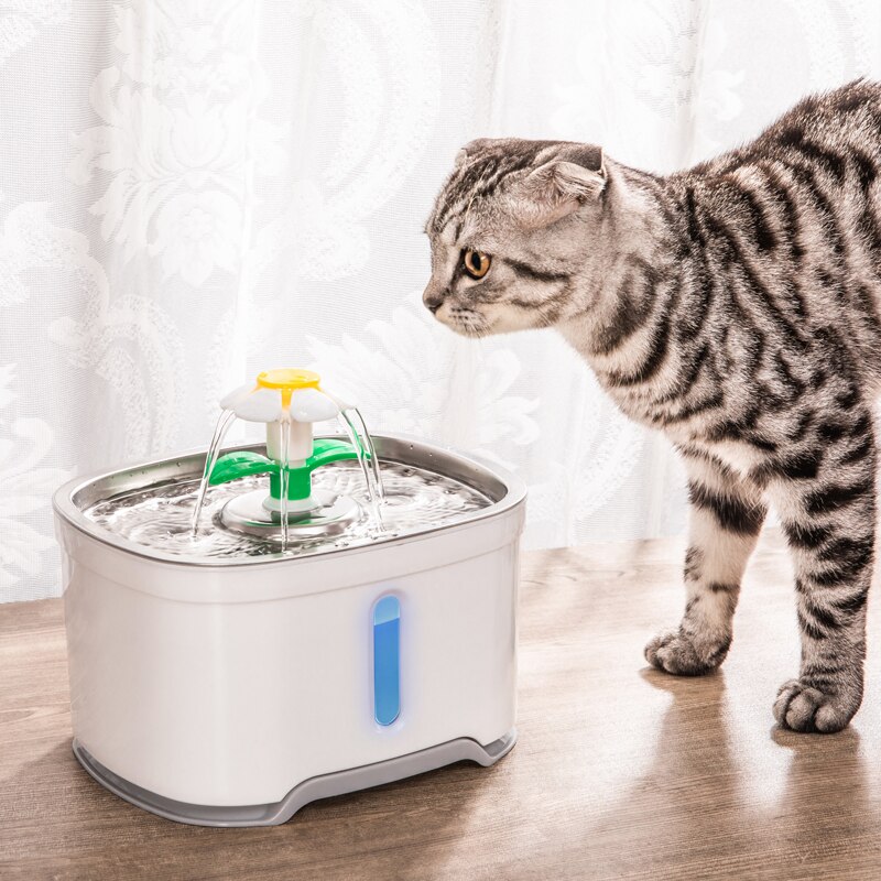 2.4L Automatic Pet Cat Water Fountain with LED Electric USB Dog Cat Pet Automatic Feeder Bowl Pet Drinking Fountain Dispenser