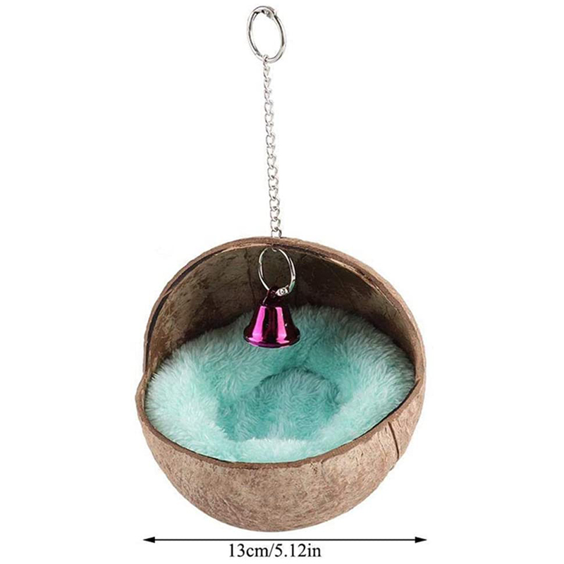 Casa Nido de Pájaro de cáscara de coco, cama con almohadilla cálida para loro, periquito, hámster, rata, ratones, jaula de Chinchilla, caja de anidación de juguete