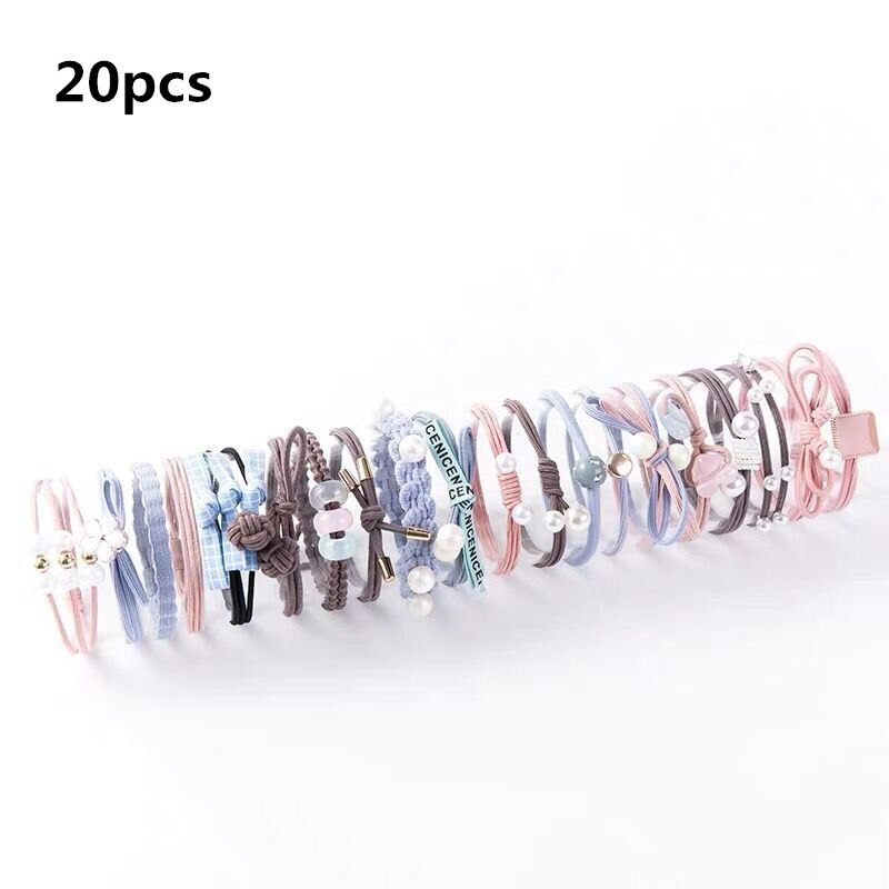 12/16/20/25 stuks meisjes hoofdbanden vrouwen haaraccessoires elastische haarbanden voor meisjes vrouwelijke haarband rubberen touw kauwgombanden haarband: 20 stuks bloemenmengeling