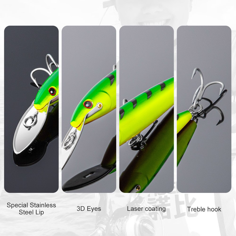 Señuelo de pesca NOEBY Trolling Minnow 130mm 33g 185mm 60g 225mm 76g Wobblers cebo duro Artificial Señuelos de pesca de barcos de agua salada