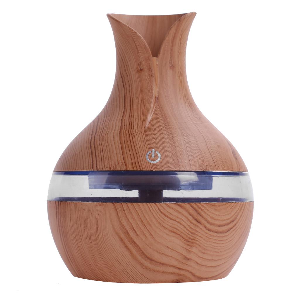 Ultrasonic Mini 200ML Wooden Aromatherapy Humidifier 7 Color LED Light Diffuser USB Smart Sensor Touch Wood Grain Humidifier: Light Brown