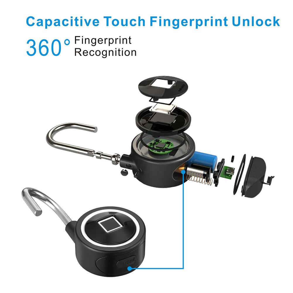 Fingerprint Smart Keyless Lock Waterproof APP Button Password Unlock Anti-Theft Padlock Door Lock for Android iOS