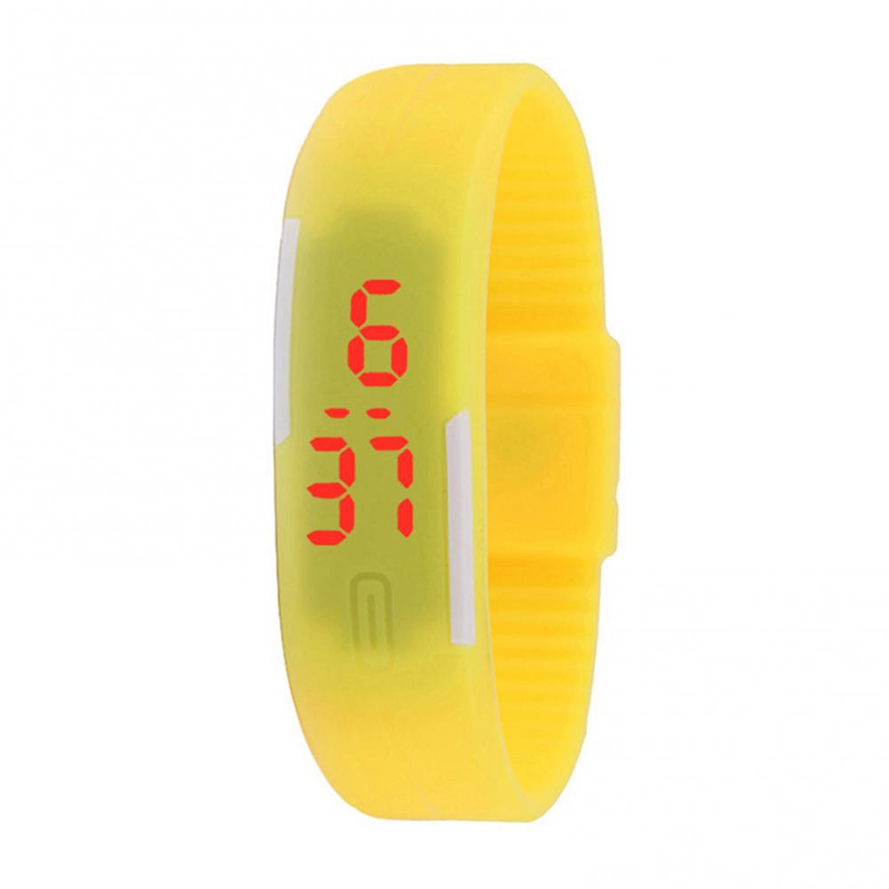 Montre-bracelet numérique en silicone pour hommes et femmes, LED rouge, bracelet de sport, montre-bracelet tactile,: YELLOW