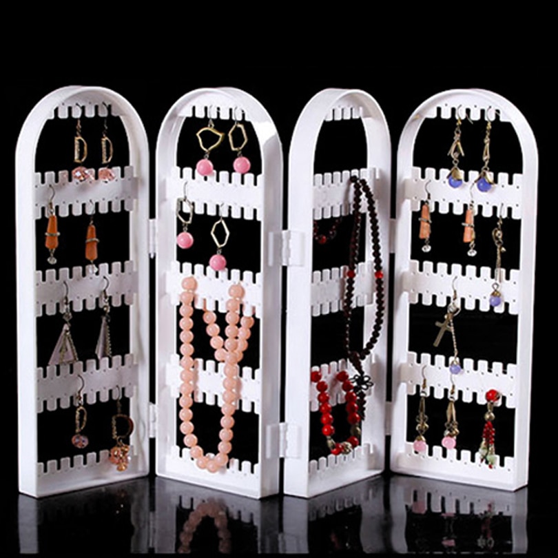120/180/240/360holes Plastic Clear Earrings Studs Display Rack Folding Screen Earring Jewelry Display Stand Holder Storage Box