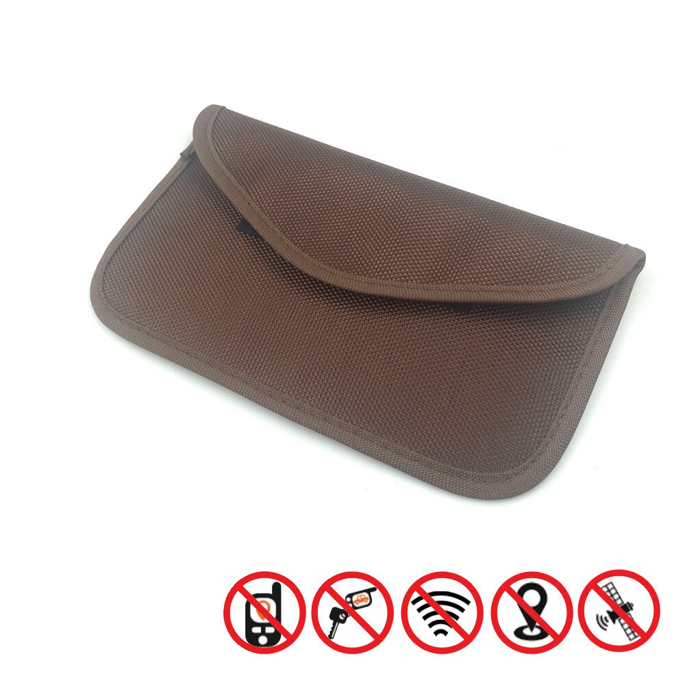 1pcs Signal Blocking Bag Car Fob Signal Blocker Faraday Bag Signal Blocking Bag Shielding Pouch Wallet Case for Car Key: Brown
