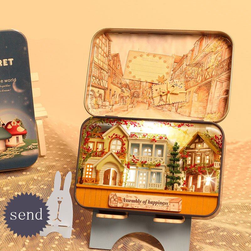 Miniatyr sött rum barn gör-det-själv dockhus möbler 3d trä miniatyrer dockhus barn leksak födelsedag jul: G