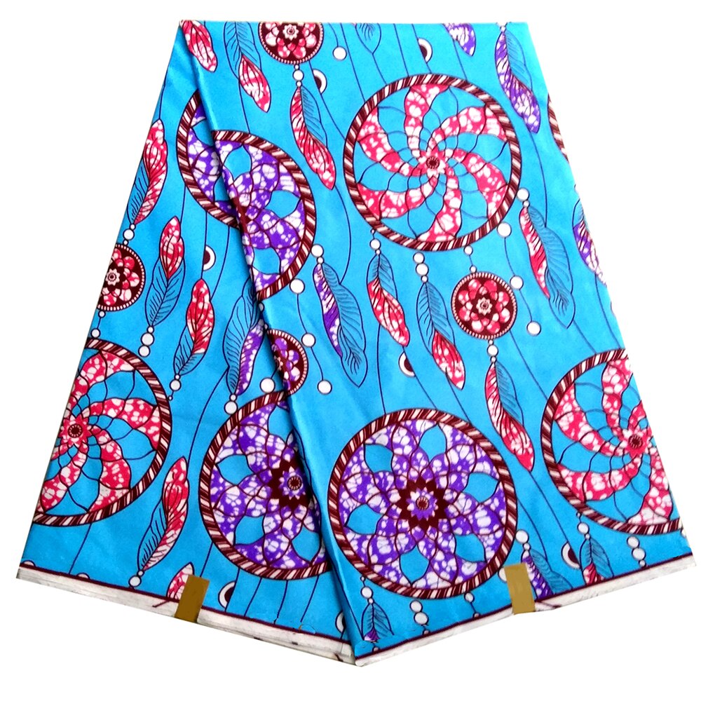 African Nigerian Wax Fabrics Ankara Polyester Print Sky-Blue Color Wax Fabric: Default Title