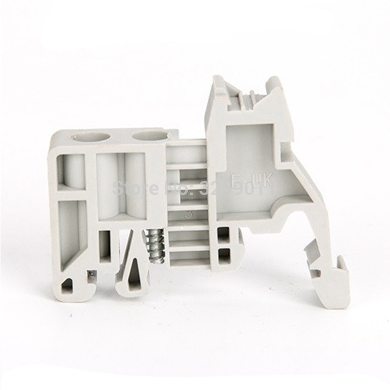 1PCS E-UK 35mm DIN Rail End Screw Clamp Terminal Fixed Block Gray Feed-Through Terminal Block Combined Type