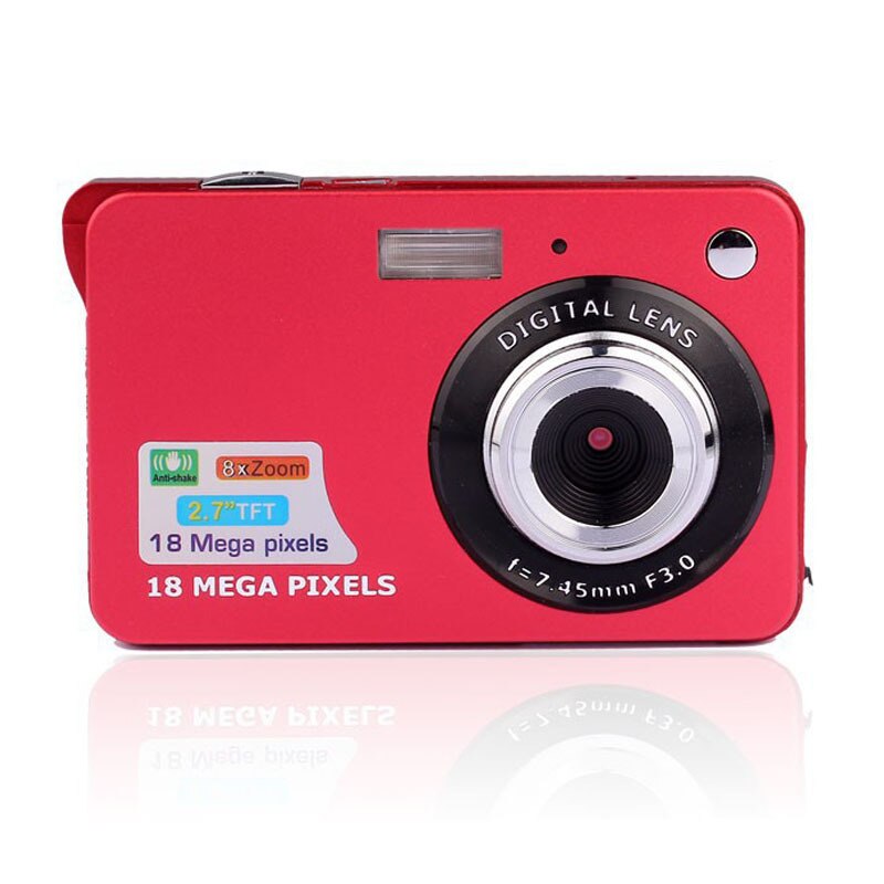 2.7 &quot;HD 1080P 18MP ZOOM Mini fotocamera digitale DV Video videocamera per bambini videocamera anti-vibrazione regalo per bambini: Rosso / Add 32G TF Card