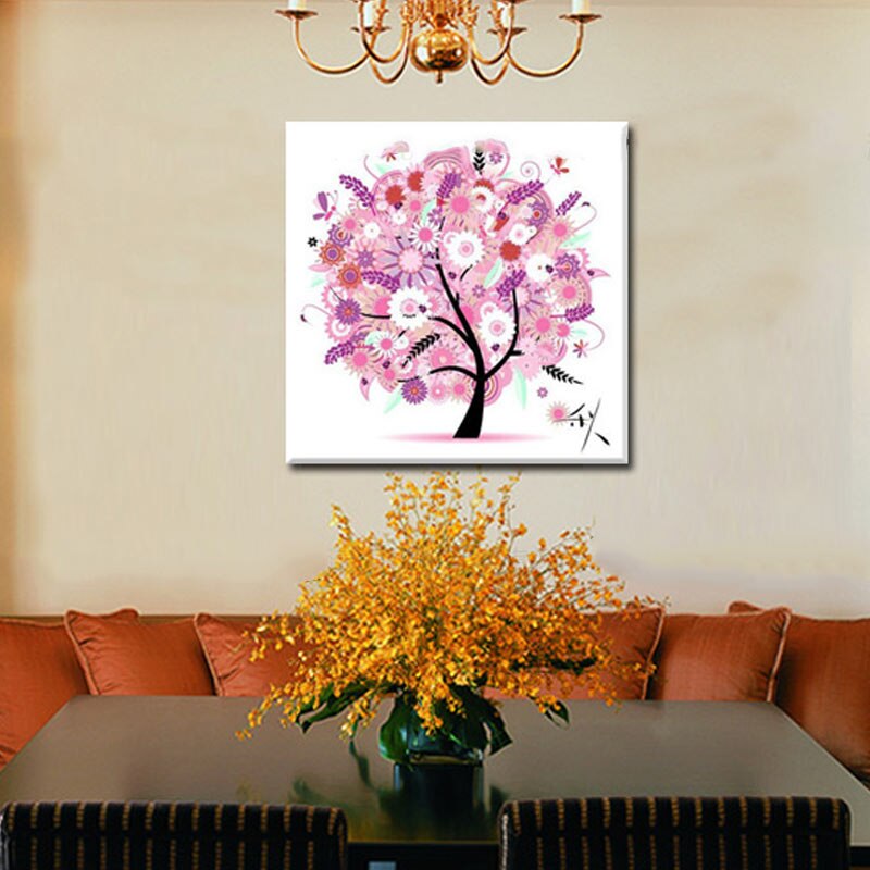 1 Pc Needlework DIY DMC Cross Stitch Sets Embroidery Kit Four Seasons Tree Cotton Thread Home Decor 45x45cm WXV