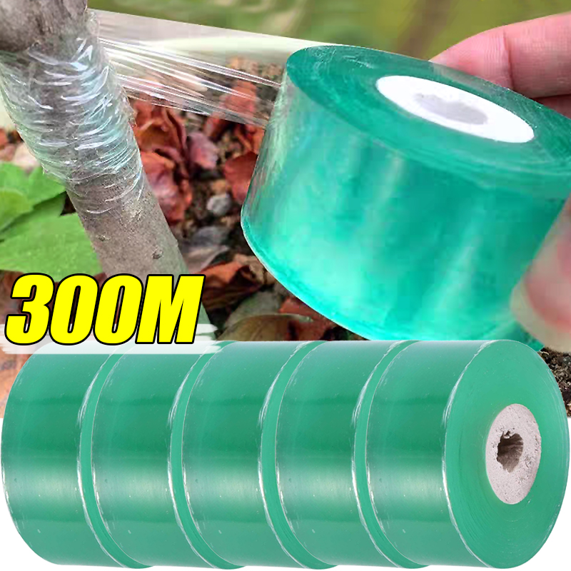 Fita de enxerto verde extensível, 100/300m, para suporte de plantas, uso doméstico, jardim, enxertia, fita transparente para árvores frutíferas