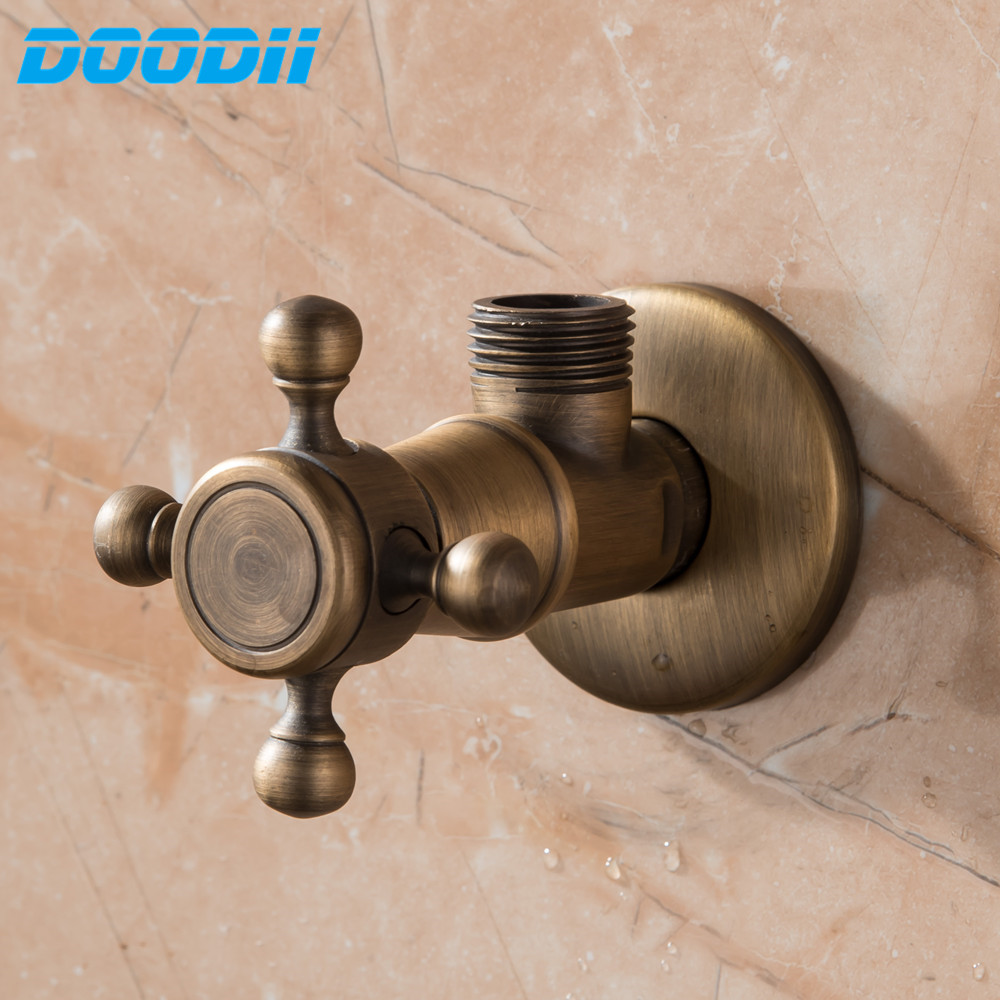 Angle Valves Antique Brass brushed Kitchen Bathroom Accessories Angle Valve for Toilet Sink Basin Water Heater DOODII