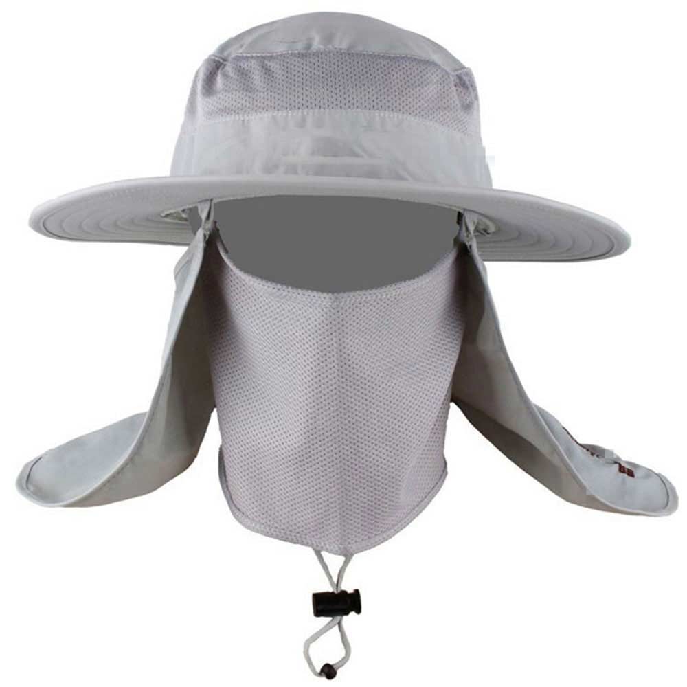 Herre fiskehat runde kanter kasket campinghat sol uv beskyttelse sommer bucket cap med hals ansigtsgardin åndbare visirer