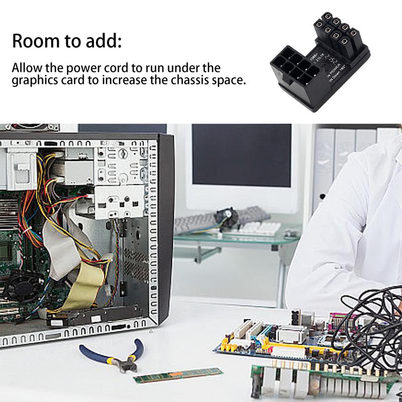 Graphics Card Adapter For PC 6/8 Pin Connector Power Adapter 180 Degree Angled Adapter Steering Connector Board GPU Adapter For