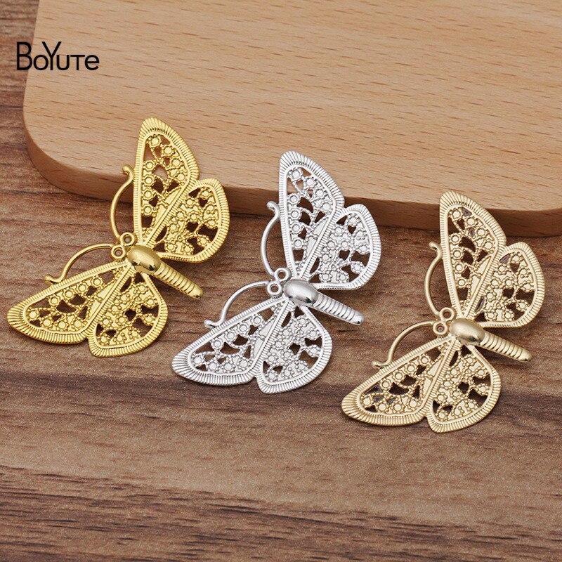 Boyute (50 Stuks/partij) 38*23 Mm Dragonfly Filigraan Bevindingen Metalen Messing Diy Handgemaakte Haar Sieraden Accessoires