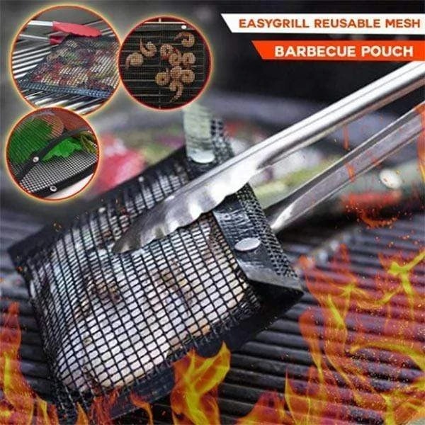 Bolsa de malla para asar, reutilizable, resistente a altas temperaturas, antiadherente, para barbacoa, a Gas, parrilla de carbón eléctrico