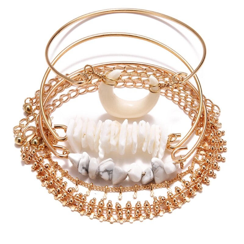 KISSWIFE-brazalete bohemio con borla de Luna y concha para mujer, brazalete Retro geométrico, amuleto para , accesorios de joyería de boda: KWZJ0457