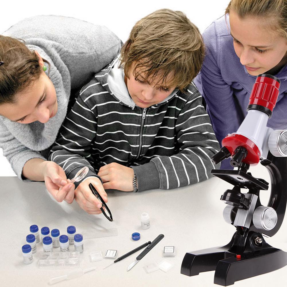 Microscoop Kit Science Lab Led 100-1200X Biologische Microscoop Thuis Educatieve Speelgoed Voor Kids Optische Instrumenten