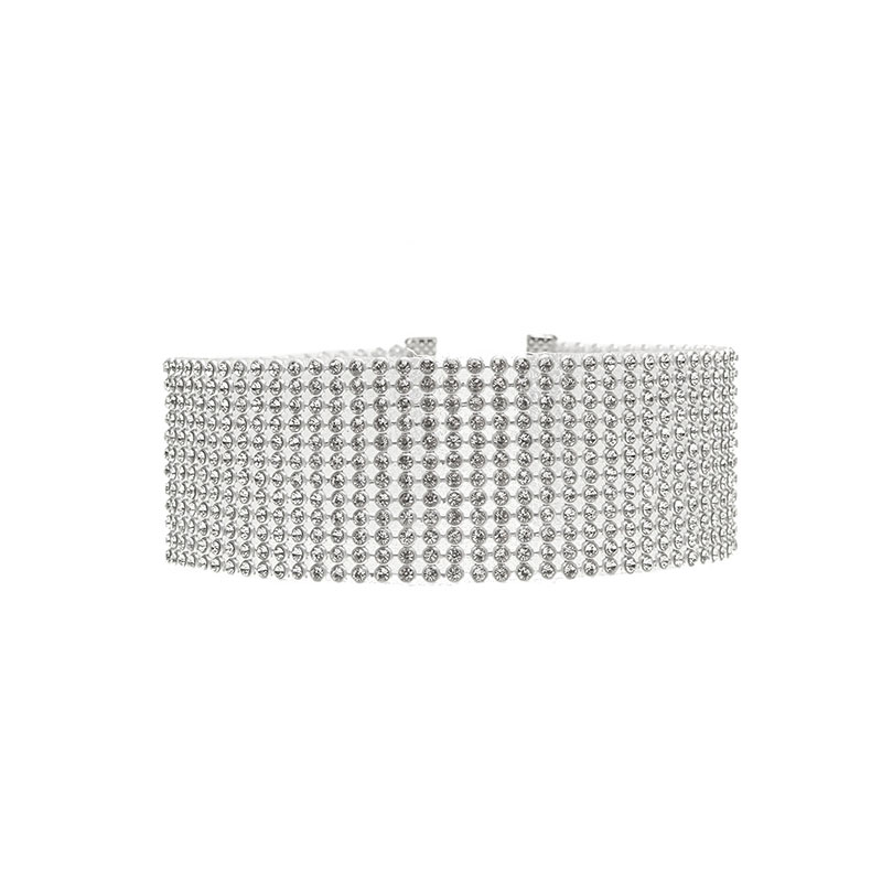 Shining Rhinestone Diamante Choker Ketting voor Vrouwen Breed Chocker Kraag Bijoux Sieraden Meisjes Kerstcadeau XR214