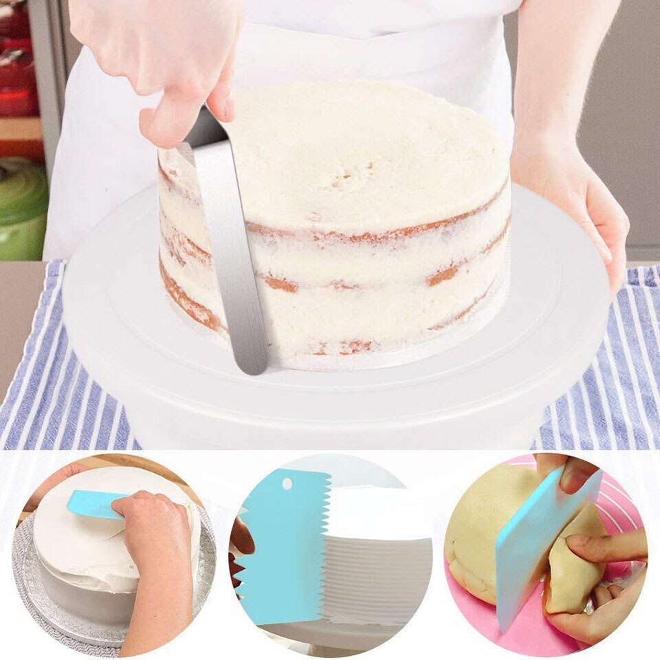 52Pcs Cake Decorating kit Cake Decoration Tools with Non Slip Base Cake Icing Tips Guide Turntable Cake Decorating Kit