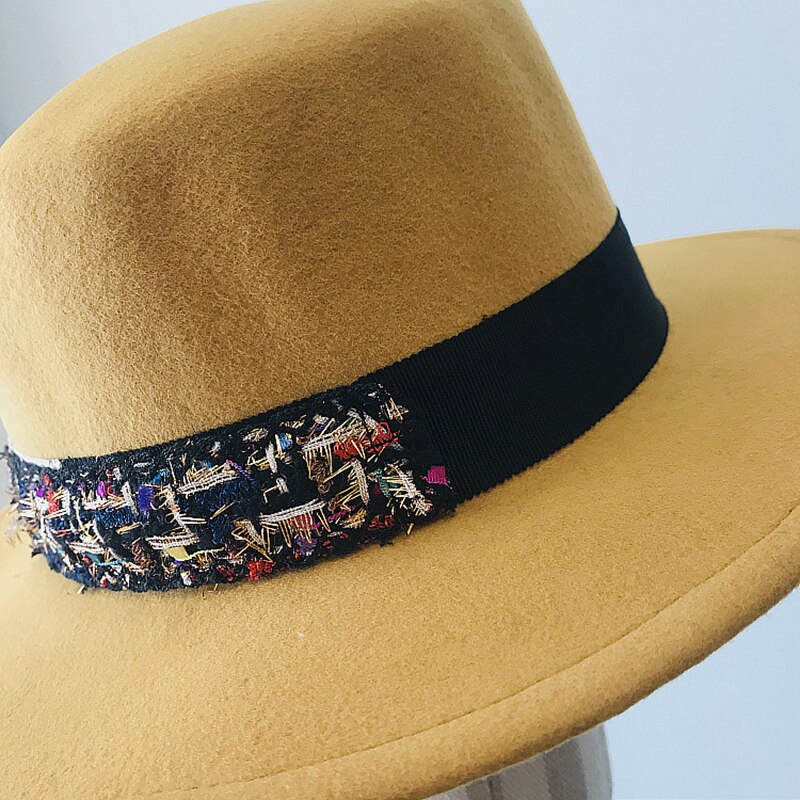 Witte zwarte winterhoed dames jazzhoed band wol panamahoed fader fedora hoed kerk kentucky derby jurk sombrero vrouw