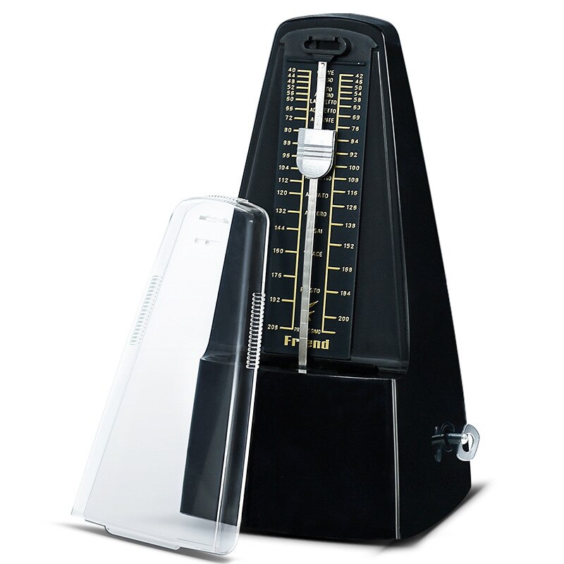 Mini Metronom für Gitarre Bass Klavier Violine Vintage Turm Typ Gitarre Metronom Glocke Ring Rhythmus Mechanische Pendel Zubehör: pure Black