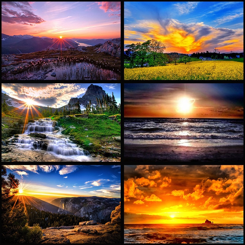 Full Round Drill 5D DIY Diamond Painting " sunset" Cross Stitch Mosaic Home Decor