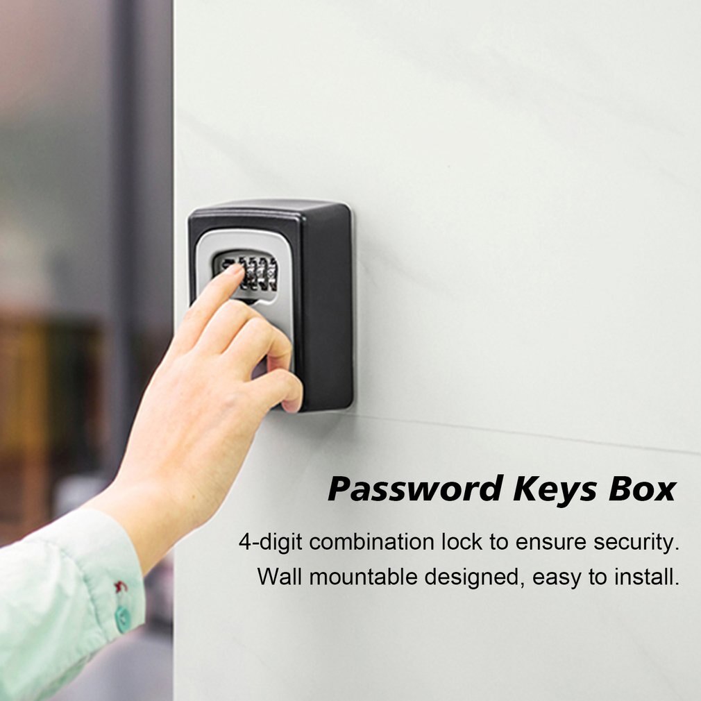 Wall Mounted Key Storage Organizer Boxes with 4 Digit Combination Lock Spare Keys Organizer Boxes Metal Secret Safe Box