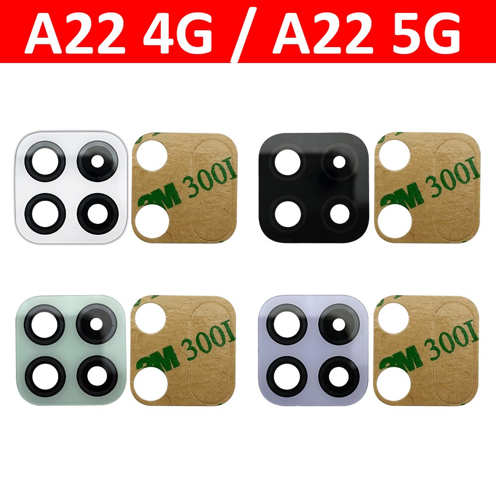 10 Stks/partij, achter Terug Camera Glazen Lens Voor Samsung A22 4G A225F / A22 5G A226B Camera Glas Met Lijm lijm