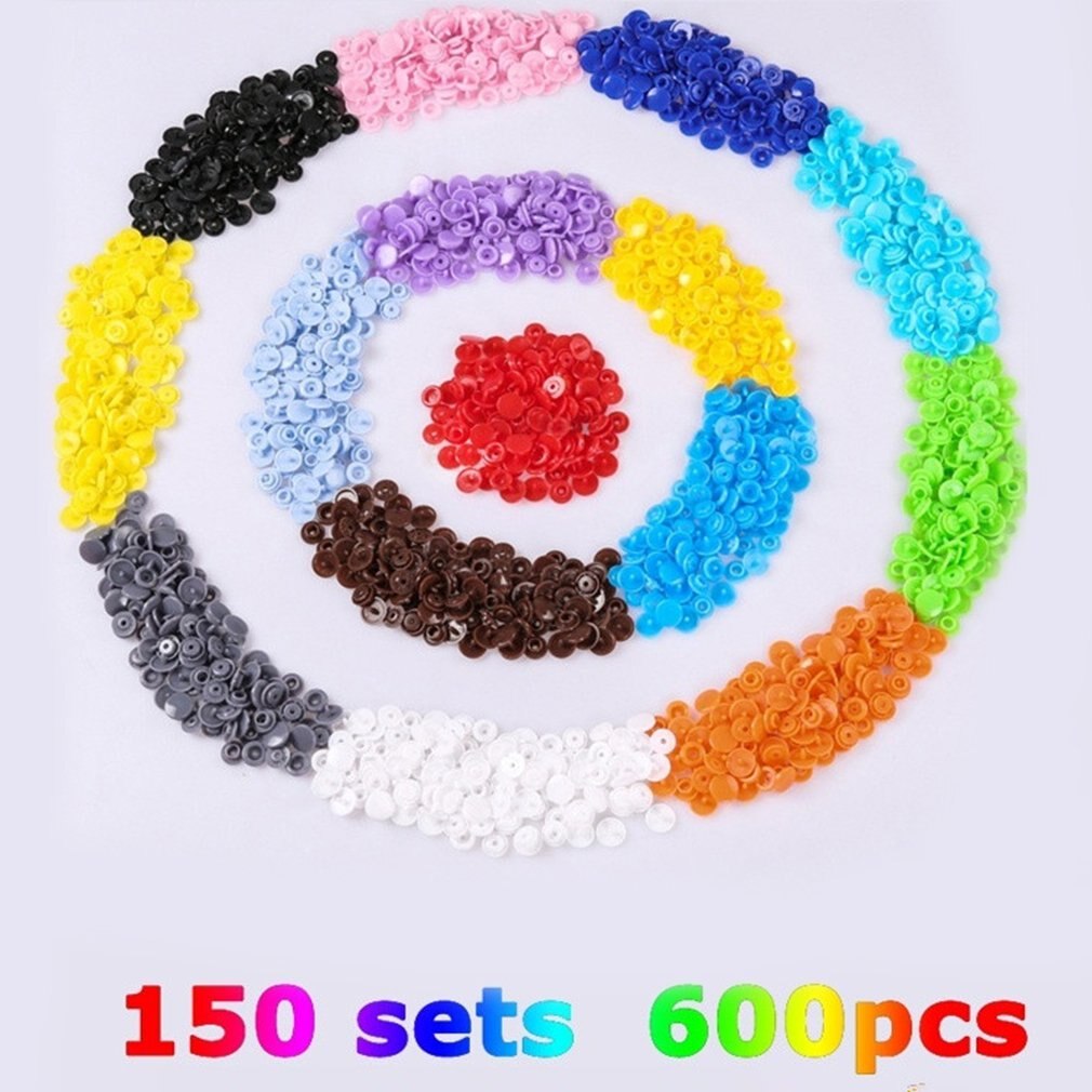 600Pcs 1440Pcs Hars Nylon Plastic Kinderen Vier Knoppen Kit Kleur Ronde Knop Zakken Gesp Multicolor Set: 600PCS OPP bag