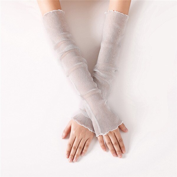 Malla de manga de brazo transpirable brackers Anti-UV malla de Color sólido mujer manga de brazo accesorios de ropa: 3