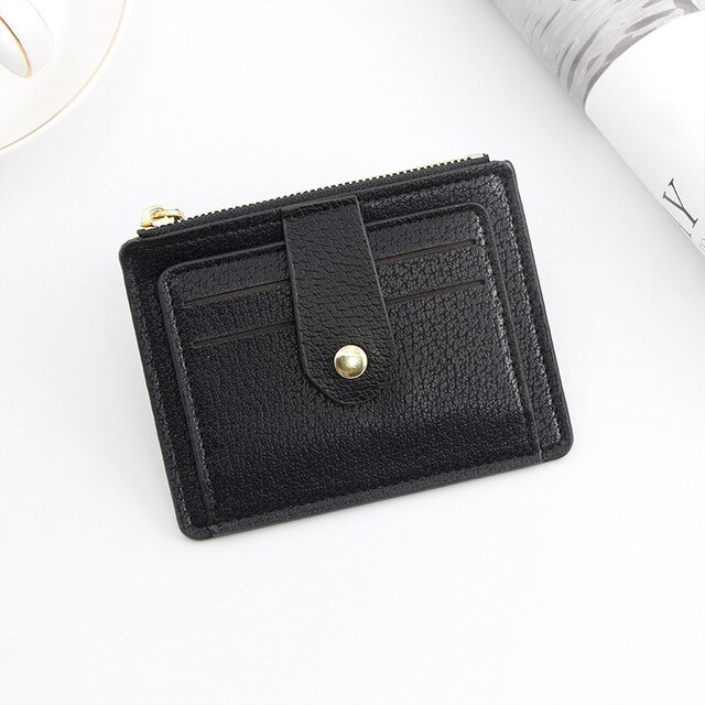 Porta carte di credito per uomo e donna portafoglio in pelle PU con tasca portamonete: Black