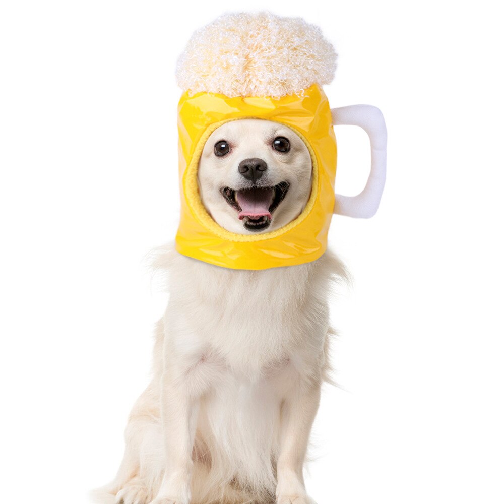 Pet Dog Cat Beer Mug Shape Hat teddy dress Up Headgear Cat Headgear Beer Cup Hat Decoration