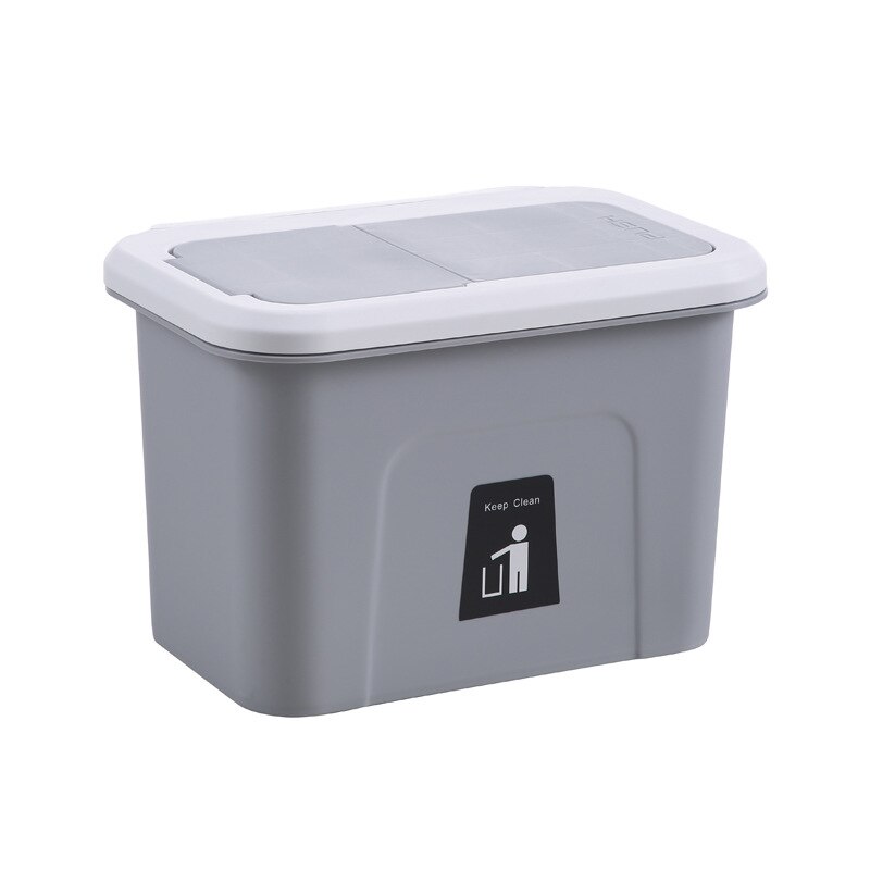 Wall Mounted Trash Can Bin With Lid Waste Bin Kitchen Cabinet Door Hanging Trash Can Recycle Dustbin For Bathroom Toilet Garbage: 03 Dark Grey