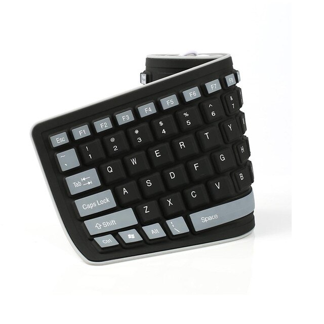 Portable Silent Foldable Silicone Keyboard USB Wired Flexible Soft Waterproof Roll Up Silica Gel Keyboard for PC Laptop: black