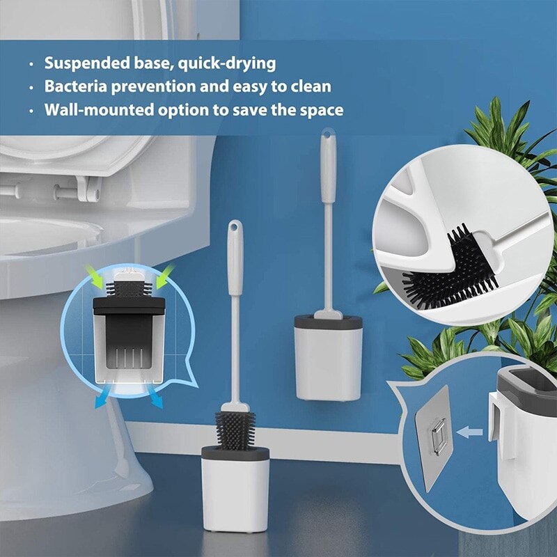 Toiletborstelset Met Wandmontage - Antibacteriël - WC Borstel Met