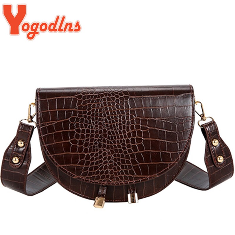Yogodlns sacoche sac à bandoulière sauvage décontracté en cuir PU unique sac à bandoulière de luxe Crocodile modèle sac à main sac