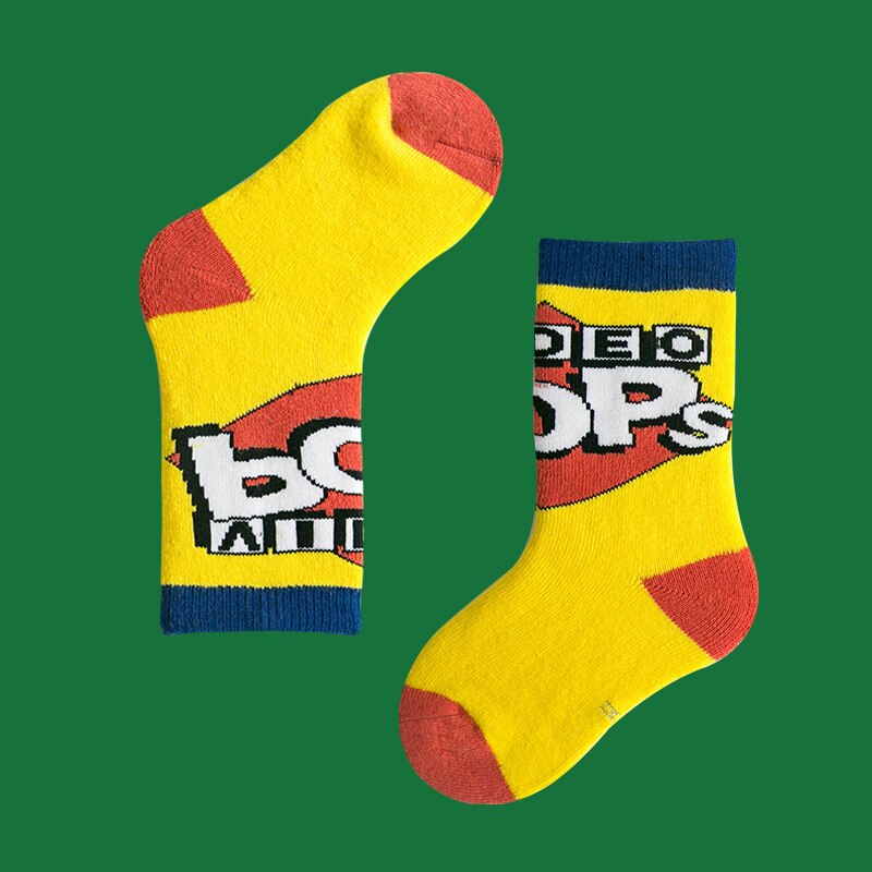 3-12y enfants hiver chaussettes chaudes en laine pour l'hiver garçons bébé fille chaude thermique longues chaussettes en éponge animaux mignons: c150 oops / 6 TO 8T