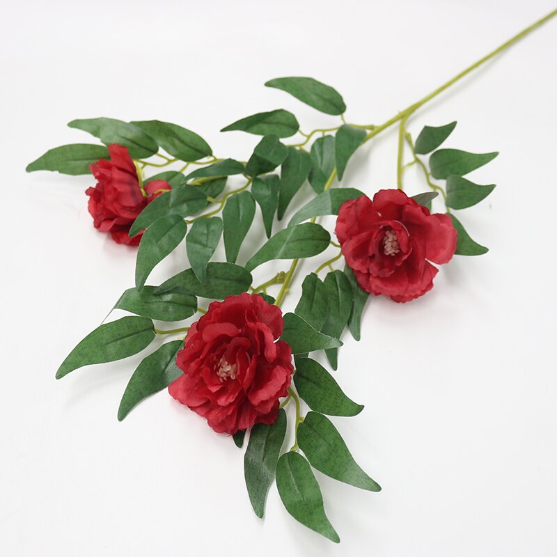 66cm lange europæiske kunstige blomster 3 hovedbælte blad silke rose bryllup blomst alien rose dekorativ blomster fest indretning 1 stk.: 02
